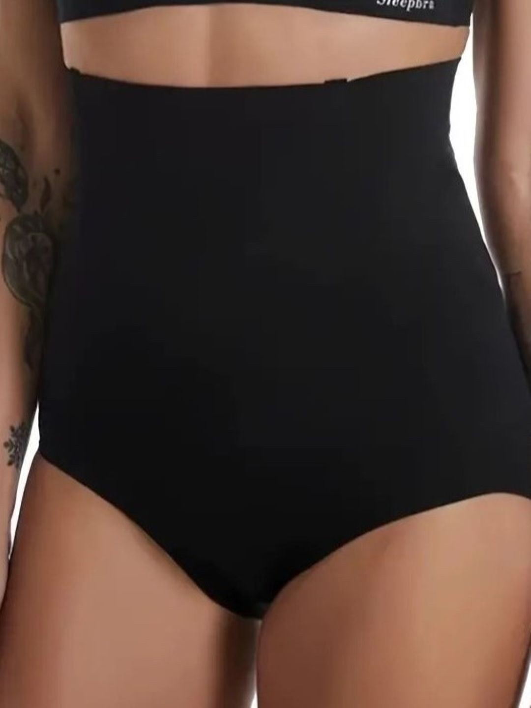 

Poftik High Waisted Cotton Tummy & Thigh Shapewear, Black