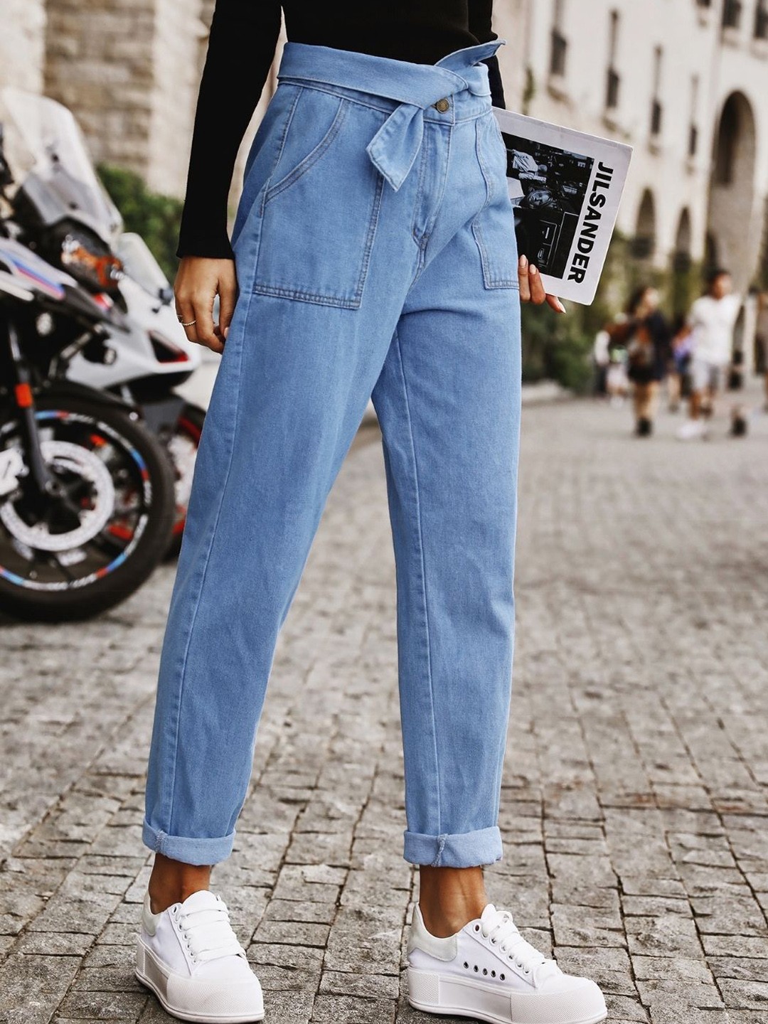 

KPOP Women Solid Regular Fit Original Trousers, Blue