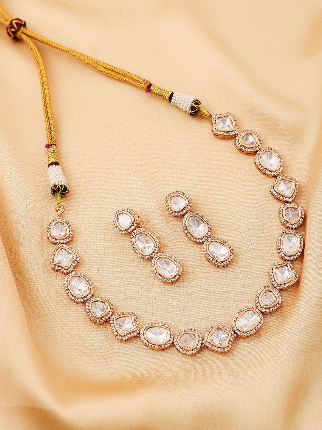 

Voylla Gold-Plated Essentials Festive Finesse Kundan-Studded Jewellery Set