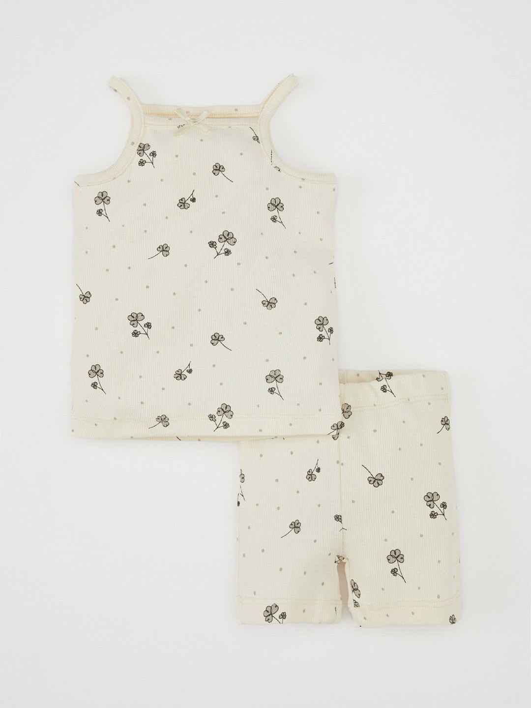

DeFacto Girls Printed Pure Cotton Clothing Set, Beige