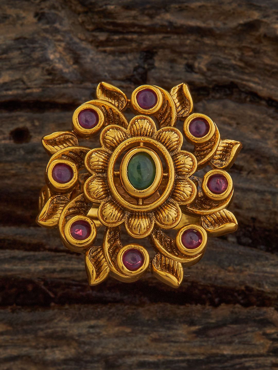 

Kushal's Fashion Jewellery Gold Plated Ruby Studded Finger Ring