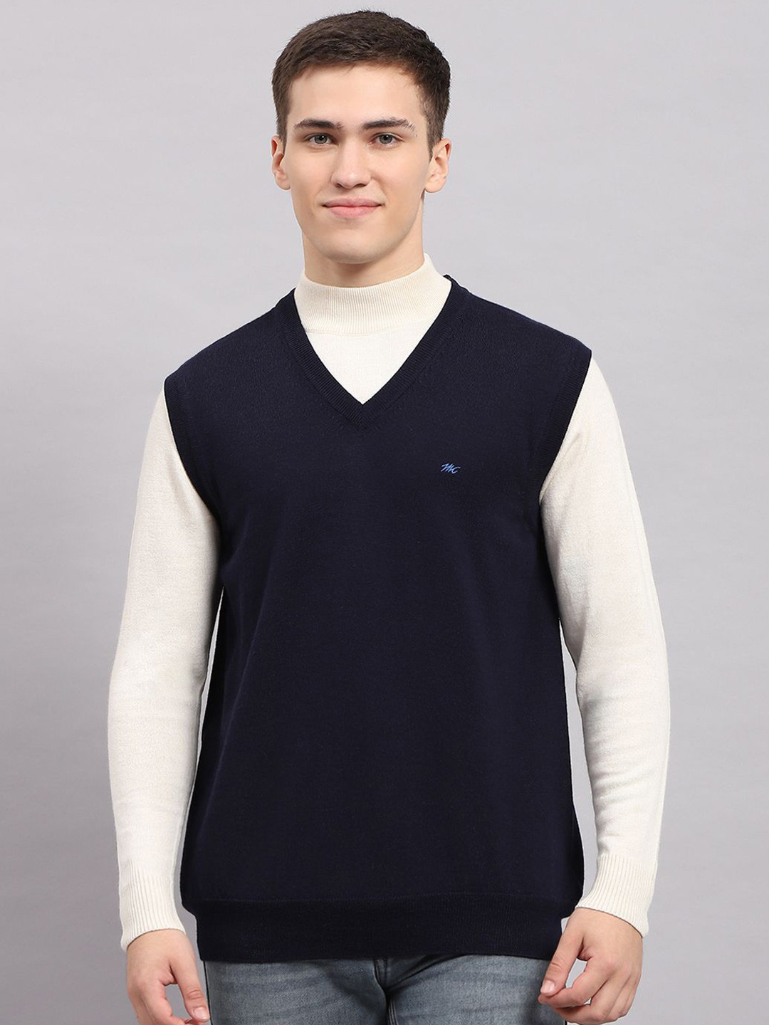 

Monte Carlo Men Solid Pullover, Navy blue