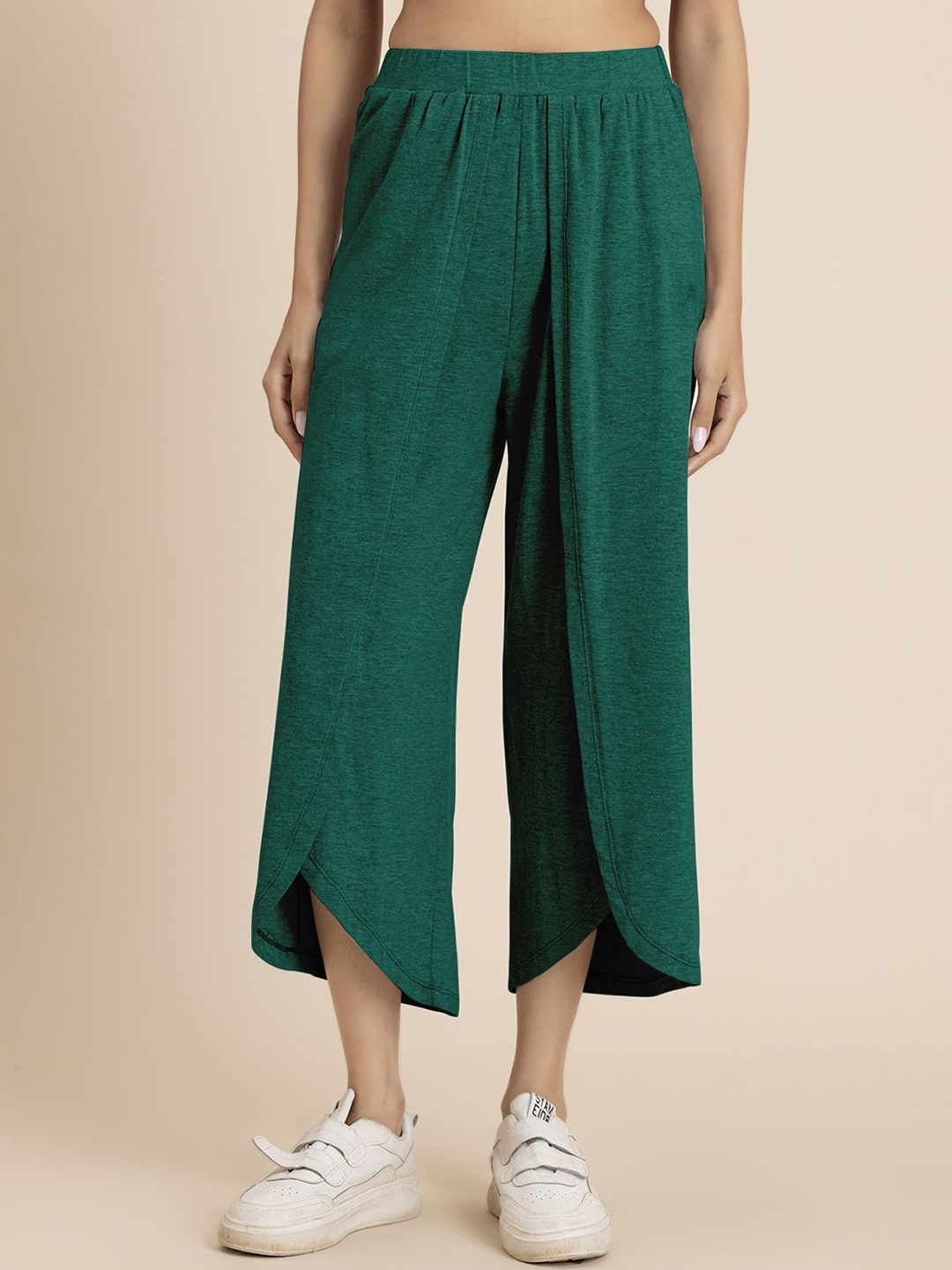 

Moomaya Women Loose Fit High-Rise Trousers, Green