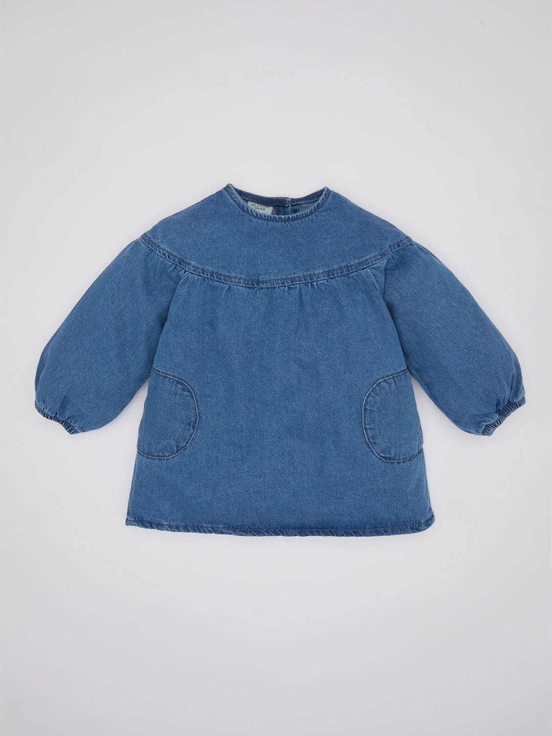 

DeFacto Girls Denim Round Neck A-Line Dress, Blue