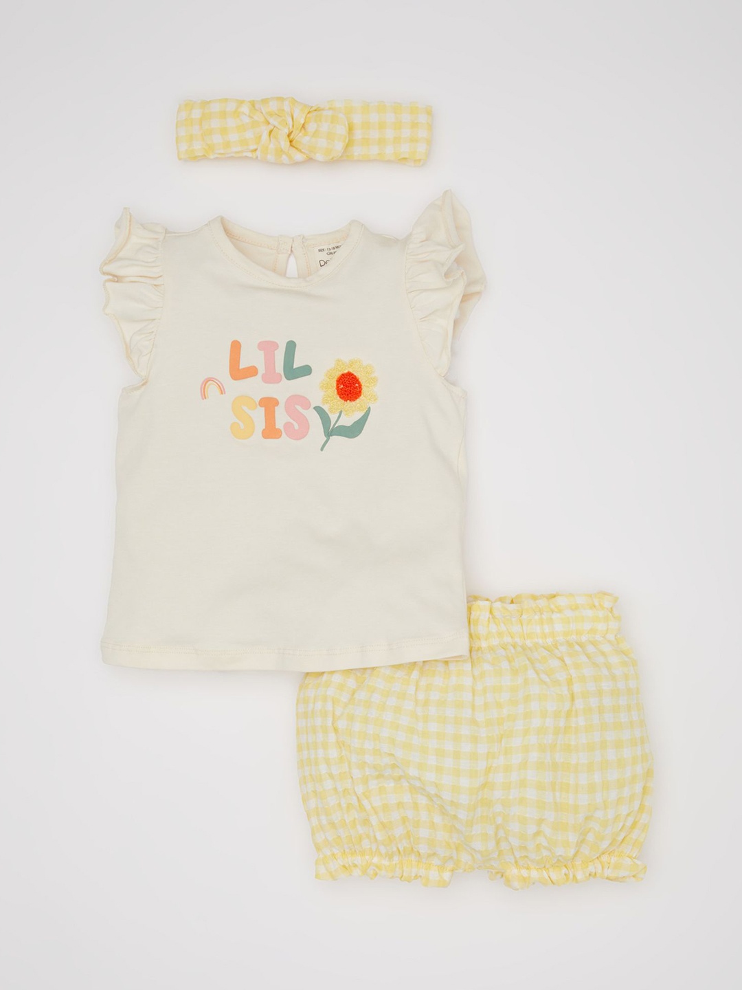 

DeFacto Girls Printed Top With Short, White