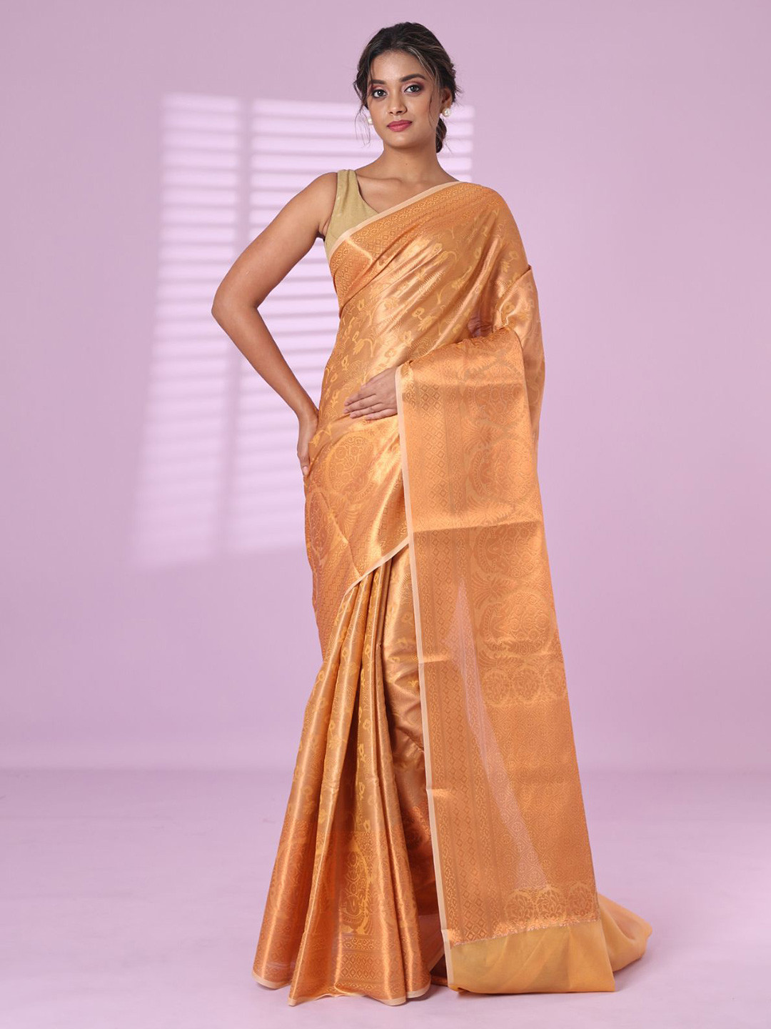 

Charukriti Woven Design Zari Saree, Orange