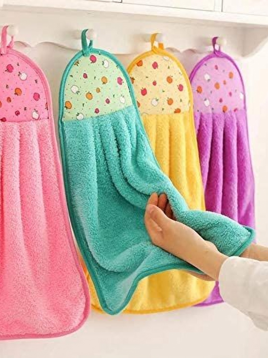 

Sparrow world Pink & Blue 4 Pieces 200 GSM Hand Towel With Hanging