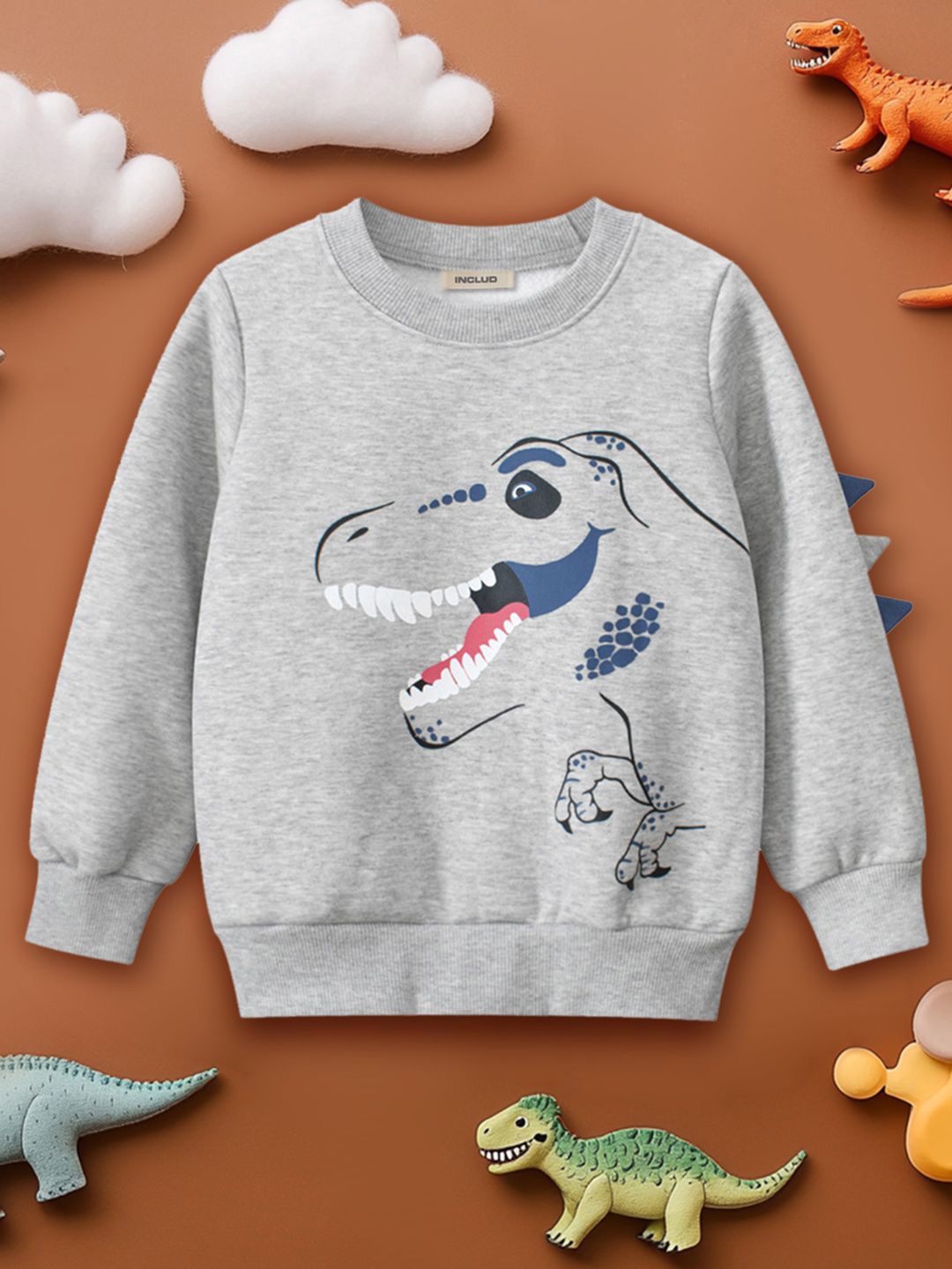 

INCLUD Boys Graphic Printed Round Neck Sweatshirt, Grey