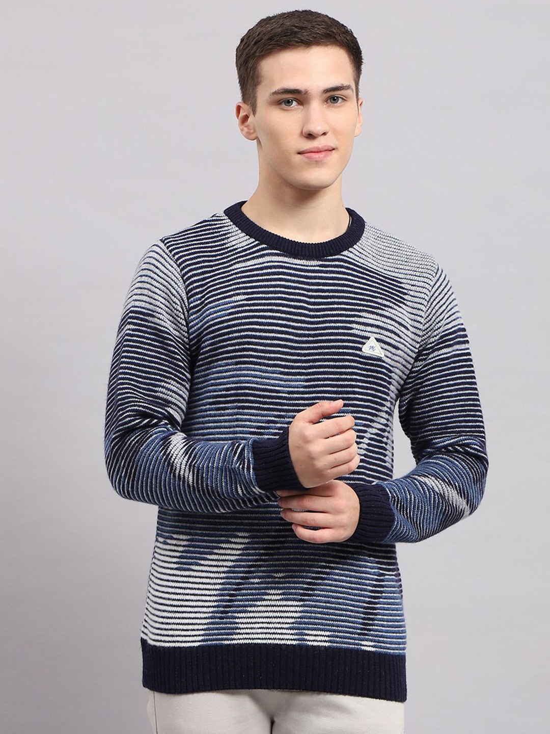 

Monte Carlo Men Striped Woollen Pullover, Navy blue