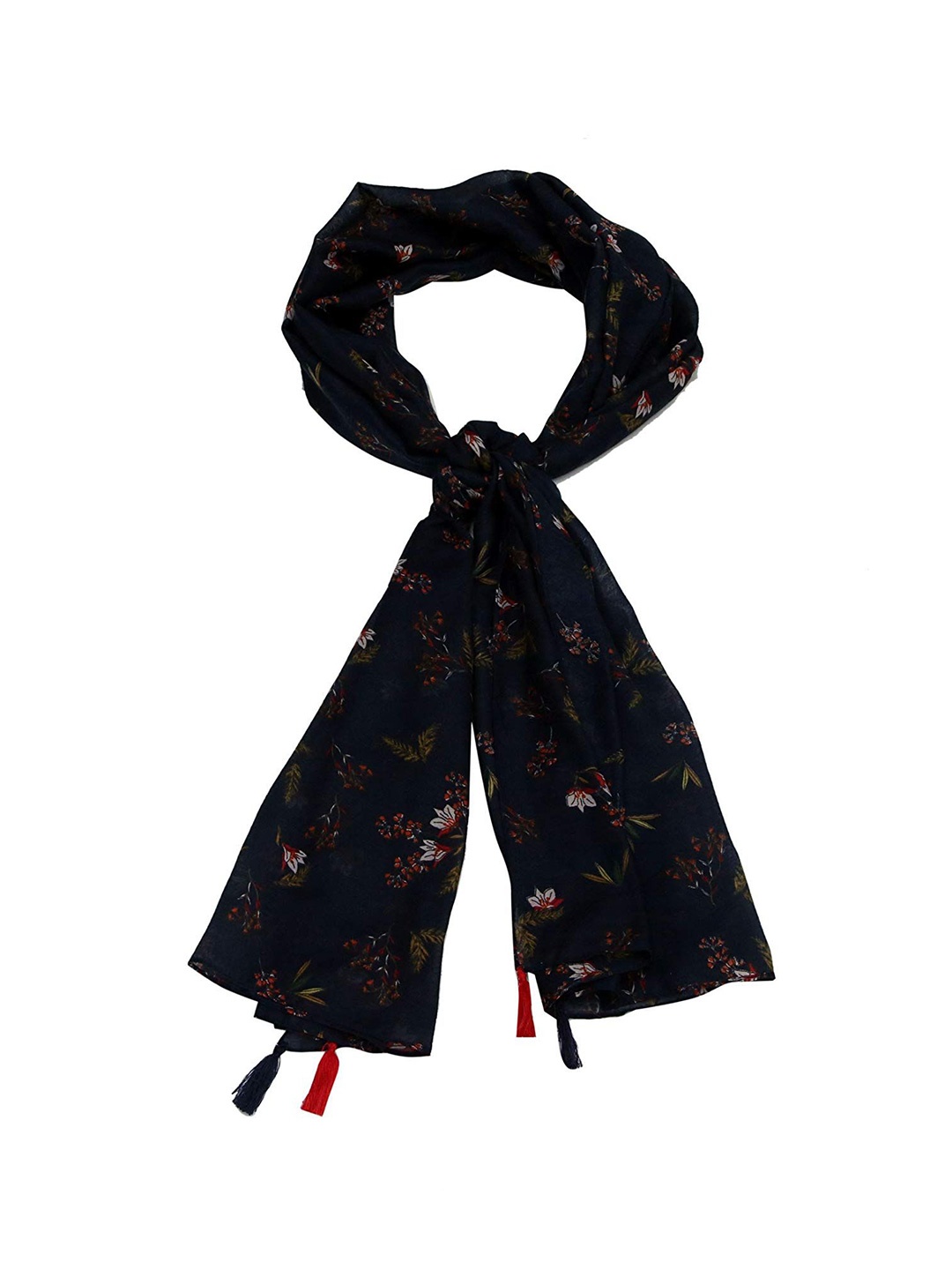 

Annus Creation Women Floral Printed Scarf, Navy blue