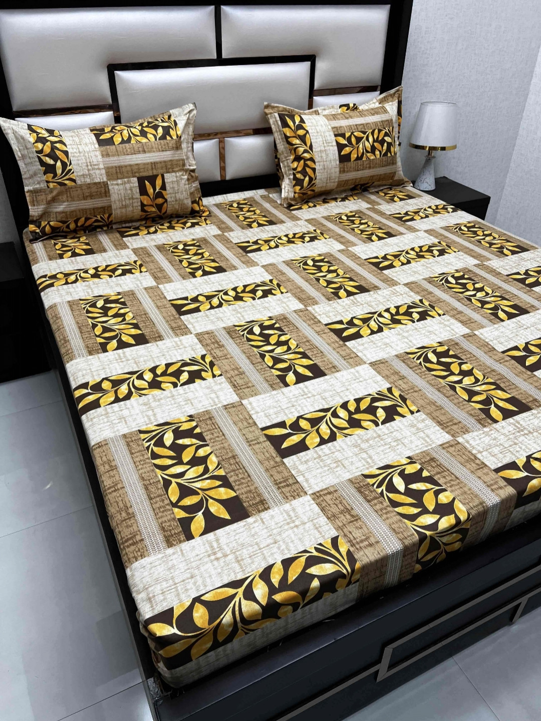 

Pure Decor Passion Brown & Black Printed 230 TC Cotton Queen Bedsheet with 2 Pillow Covers