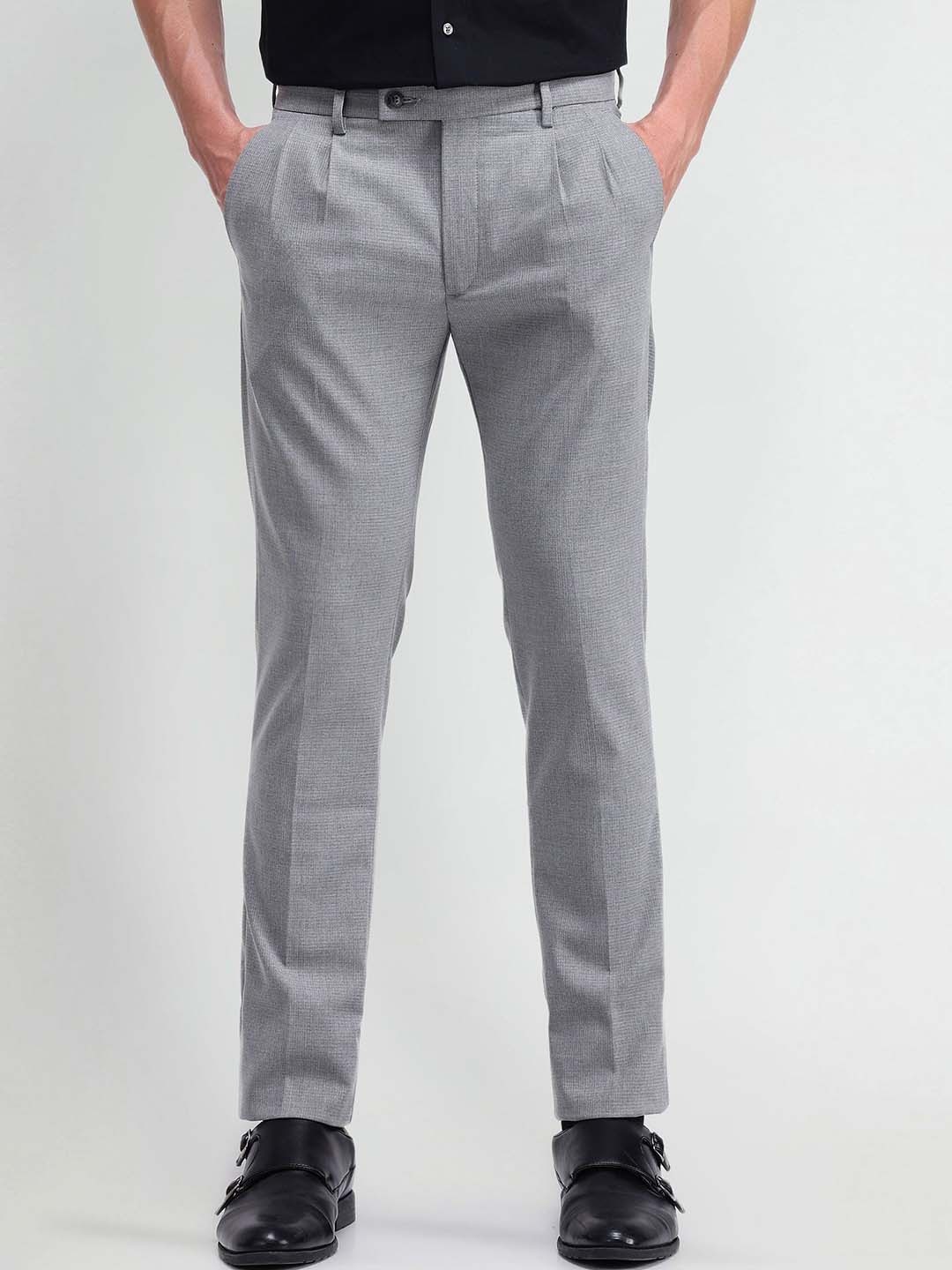 

Arrow Men Urban Slim Slim Fit Pleated Trousers, Grey