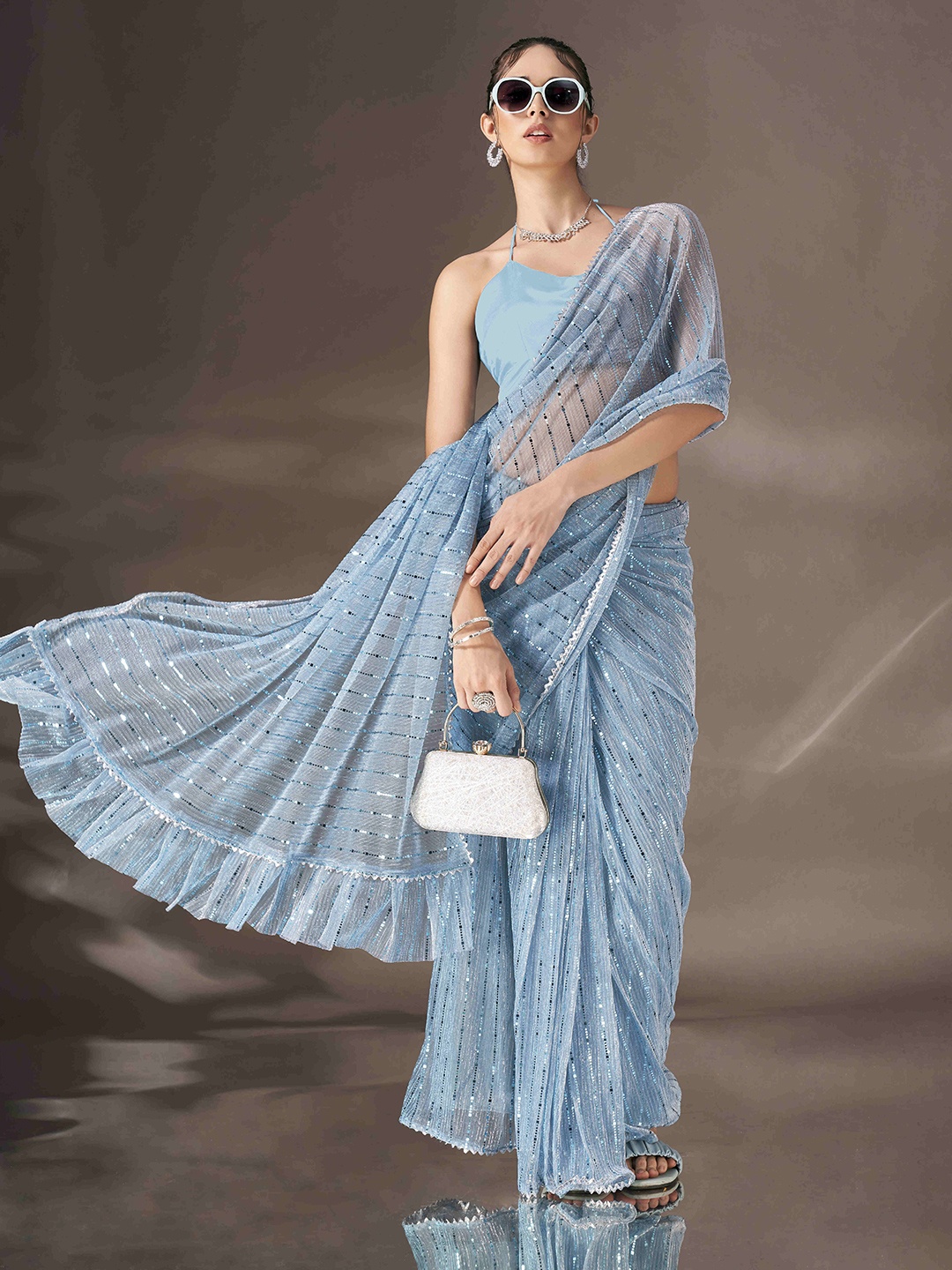 

Tikhi Imli Embellished Ready to Wear Saree, Blue