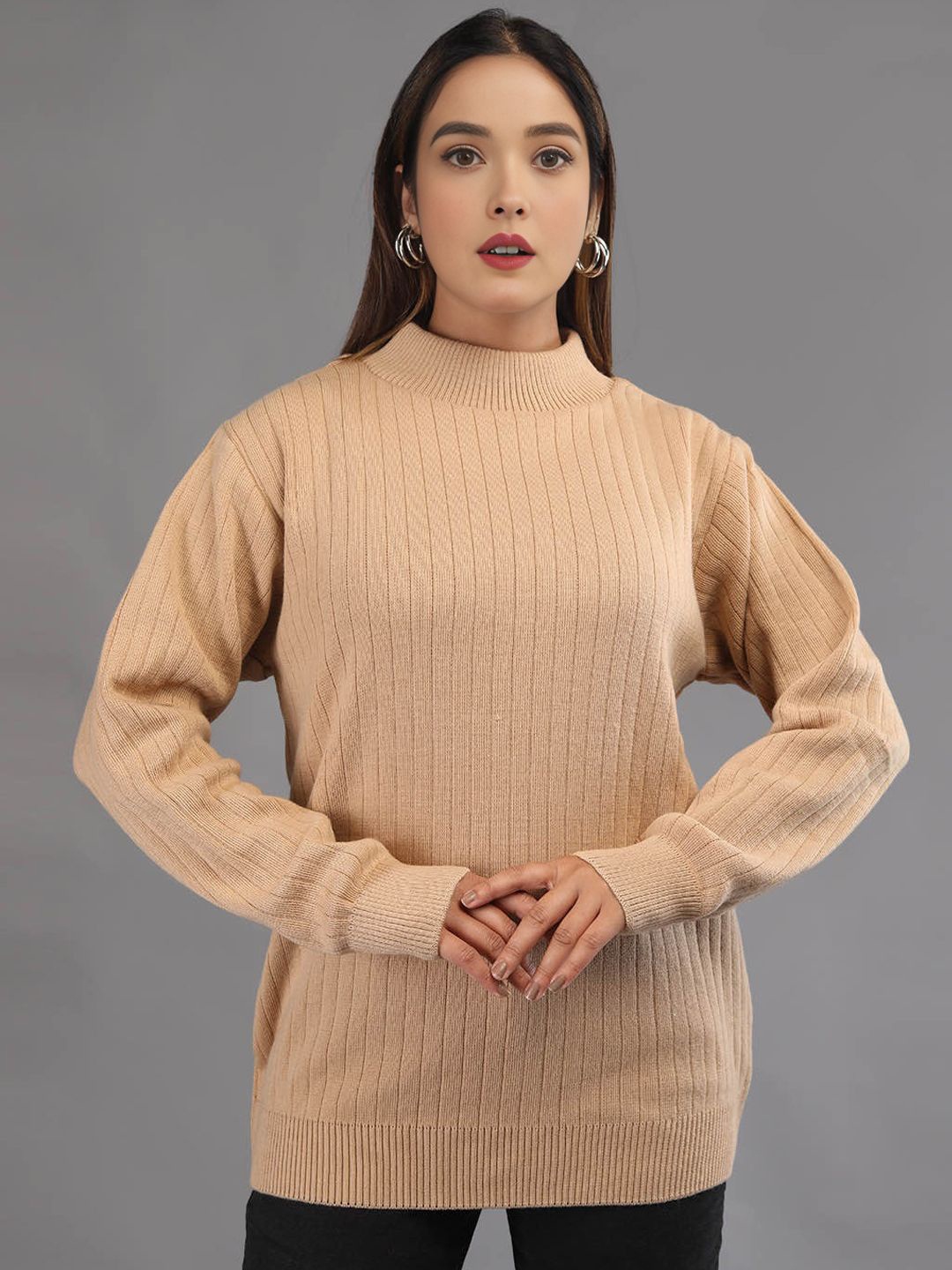 

TYSORT Women Woollen Pullover Sweater, Beige