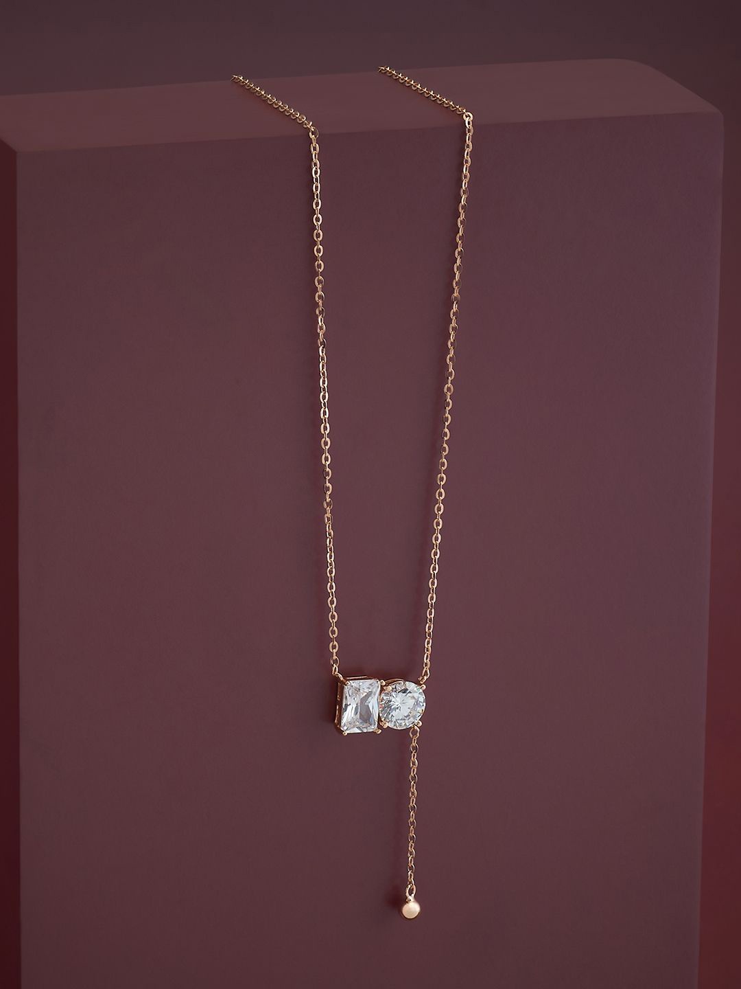 

Kushal's Fashion Jewellery Sterling Silver Rose Gold-Plated CZ Pendant with Chain