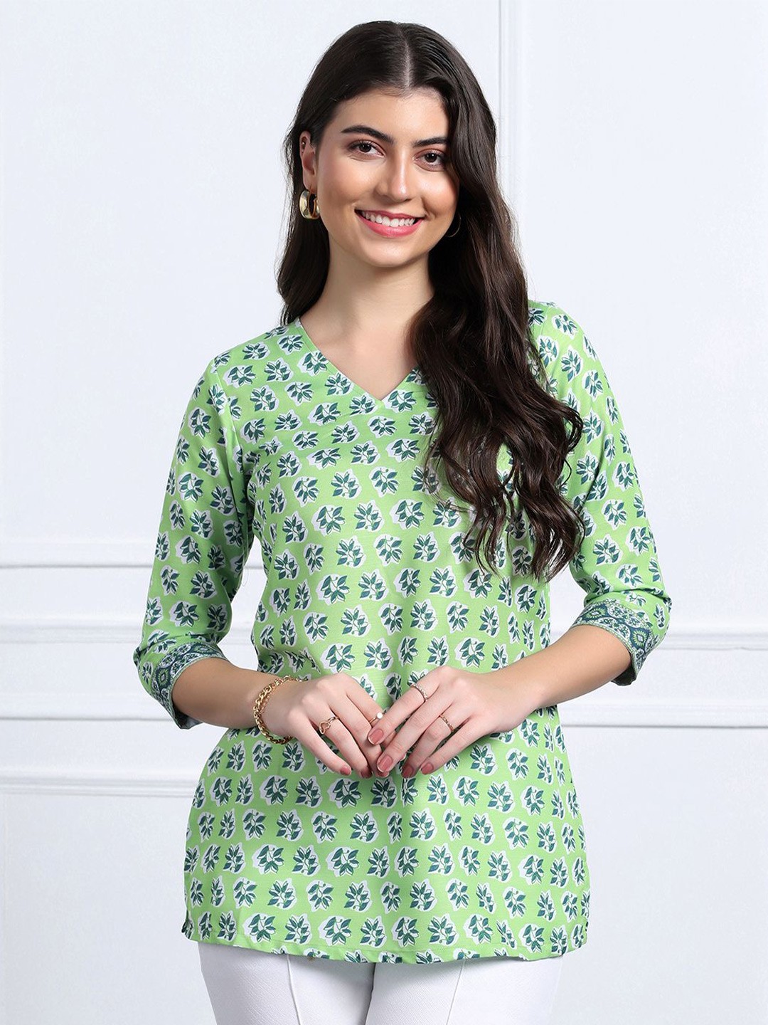 

FASHION DREAM Printed Bohemian Tunic, Green