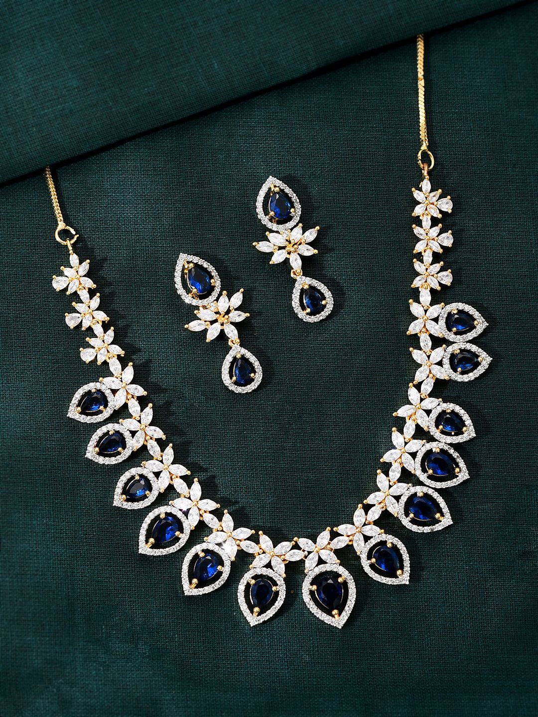 

Voylla Gold-Plated American Diamond Studded Jewellery Set