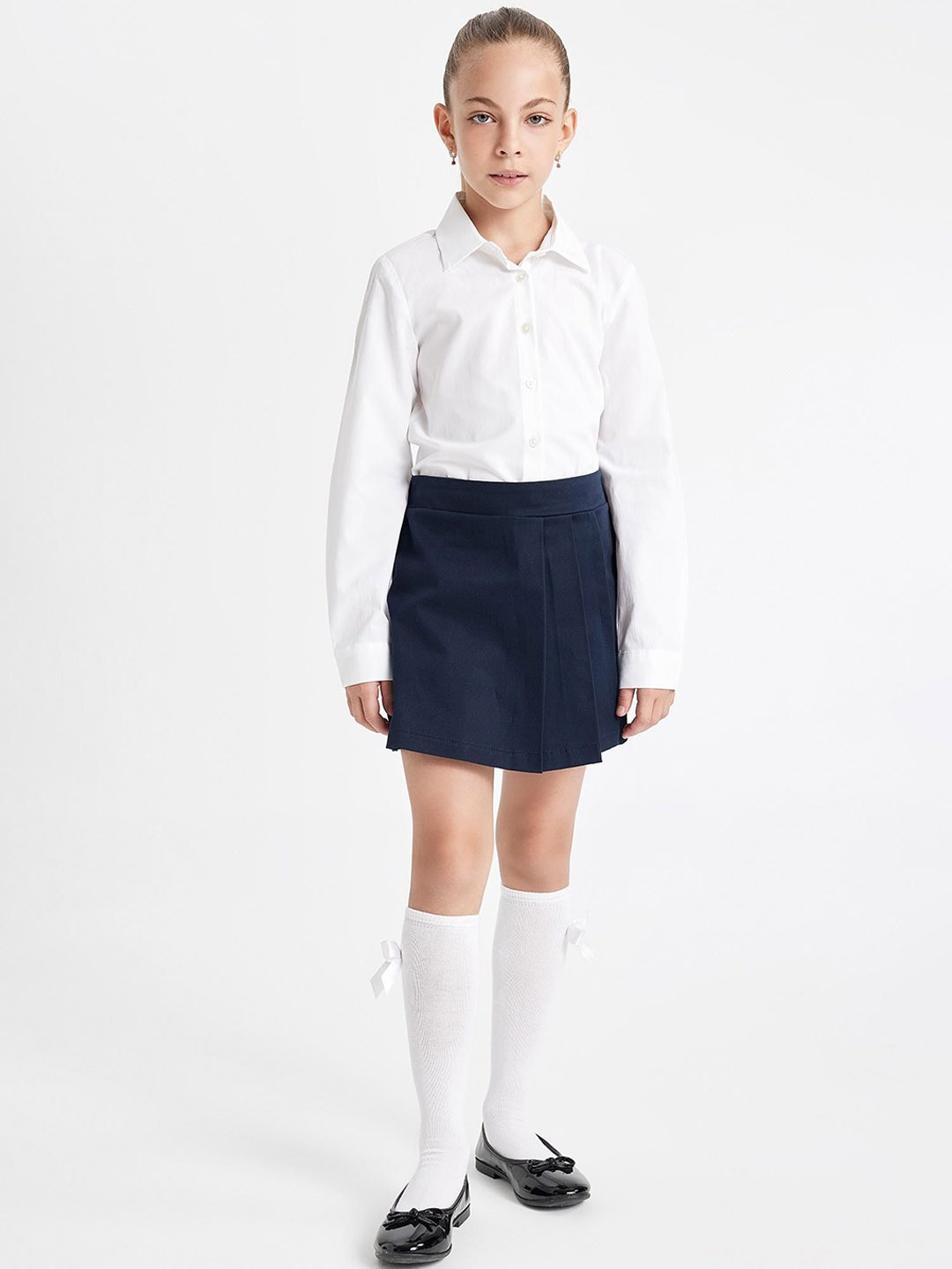 

DeFacto Girls Above Knee Solid Skorts, Navy blue