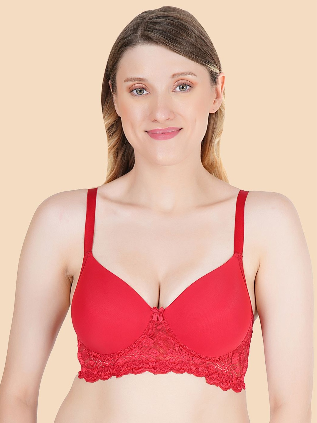 

Joomie Women Solid Bra Medium Coverage Lightly Padded, Red