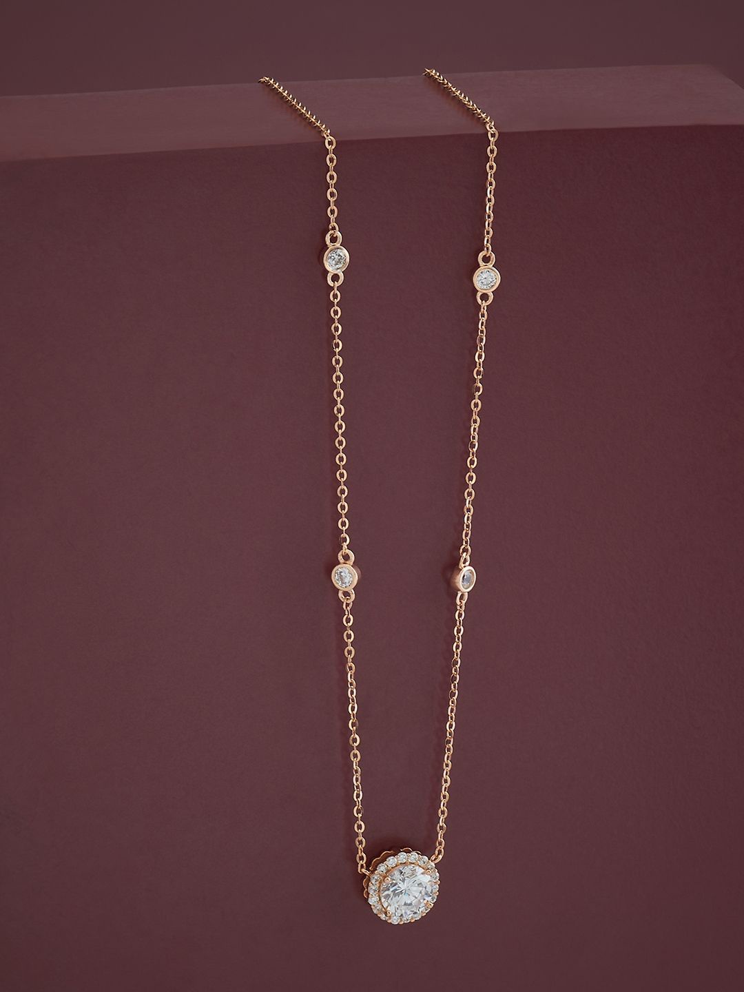 

Kushal's Fashion Jewellery 92.5 Pure Silver Rose Gold-Plated Cubic Zirconia Chain