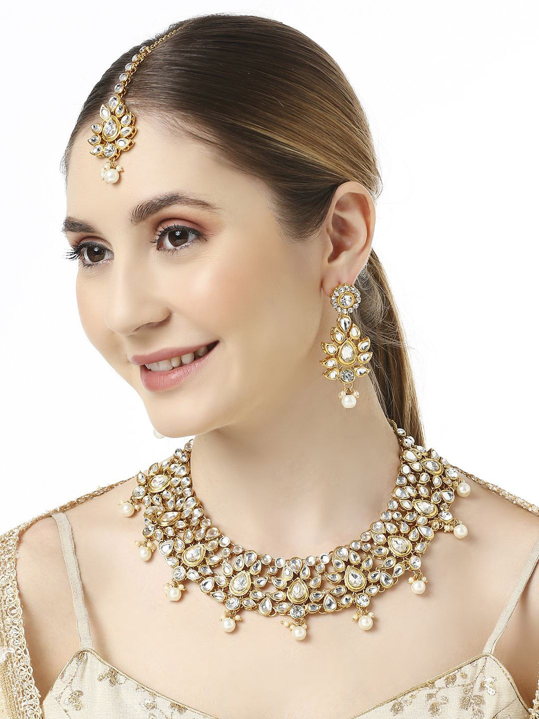 

Anouk Kundan-Studded & Pearl Beaded Jewellery Set, Gold