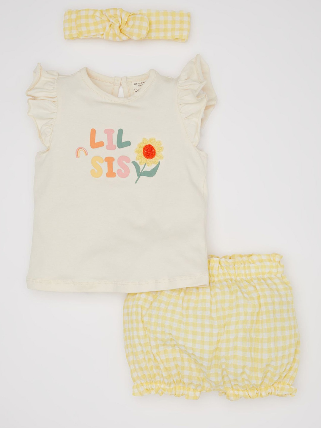 

DeFacto Infants Girls Printed Top With Shorts, White