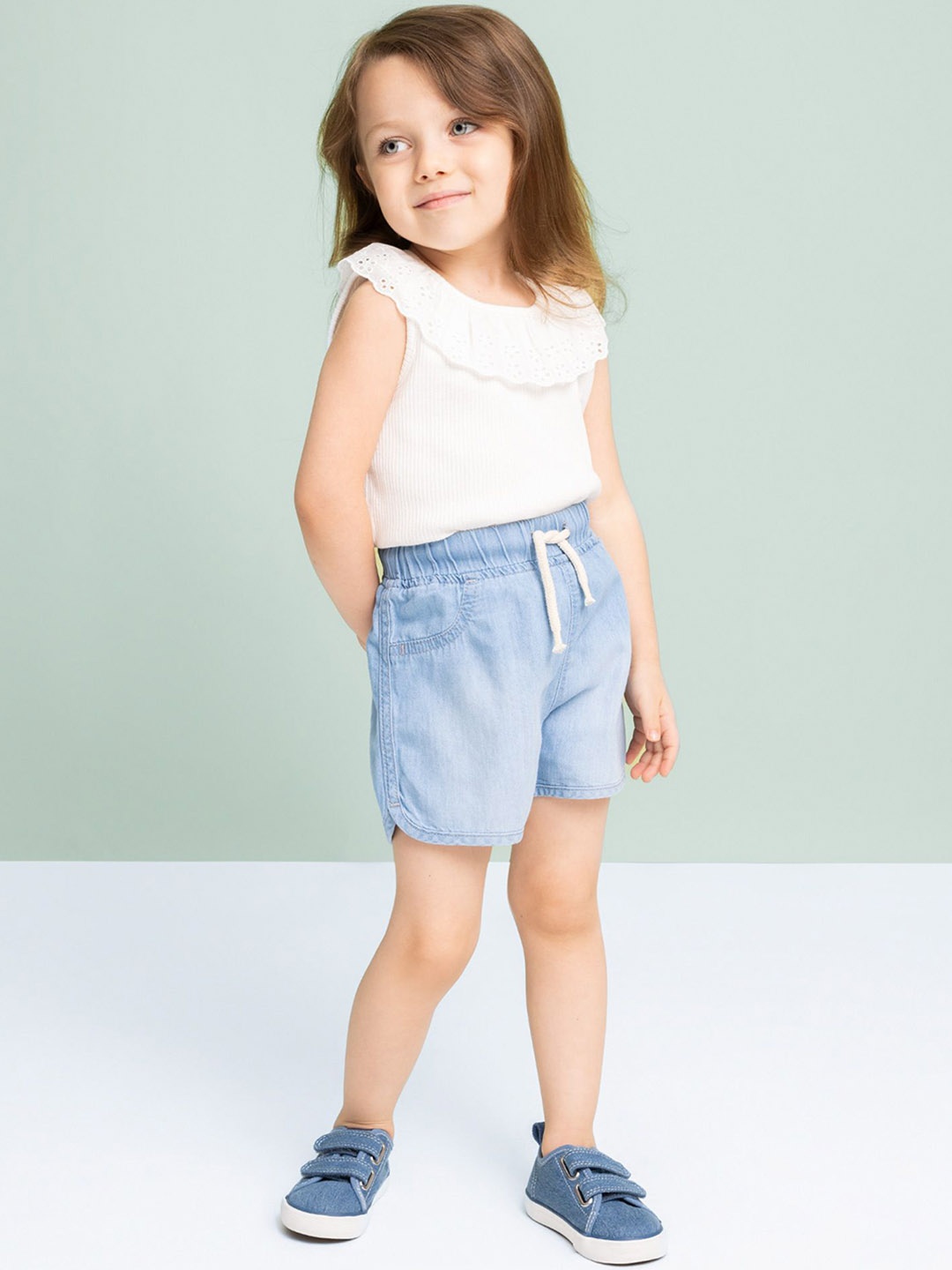 

DeFacto Girls Washed Denim Shorts Technology, Blue