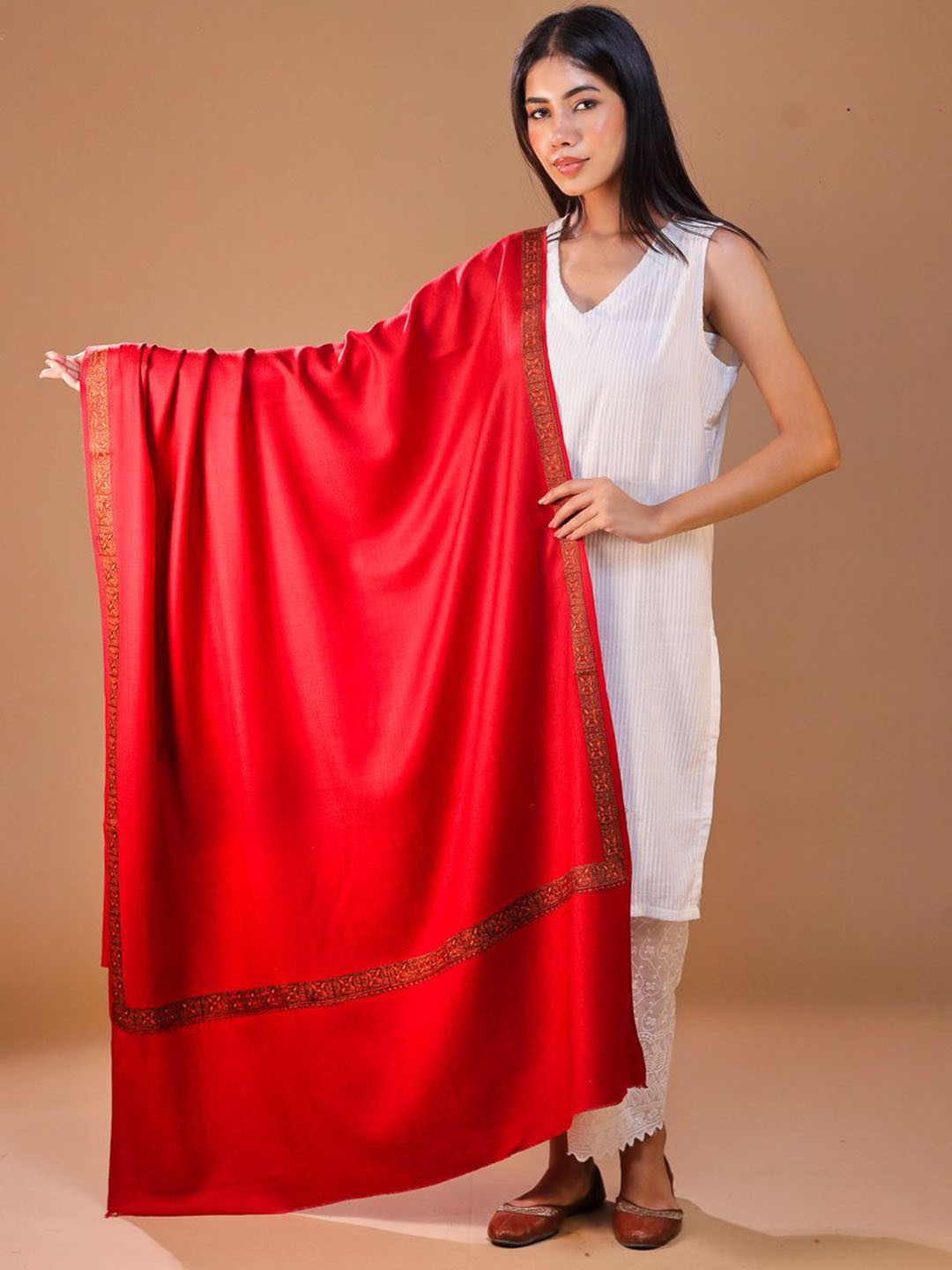

SWI Stylish Floral Embroidered Shawl, Red