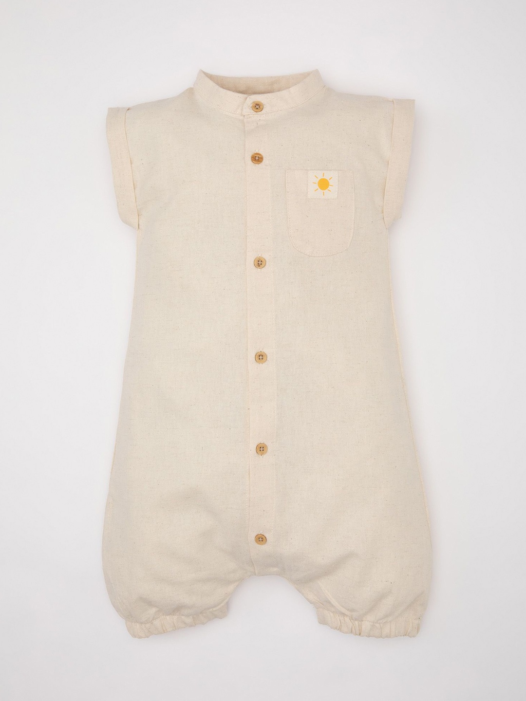 

DeFacto Infants Boys Solid Cotton Romper, Beige