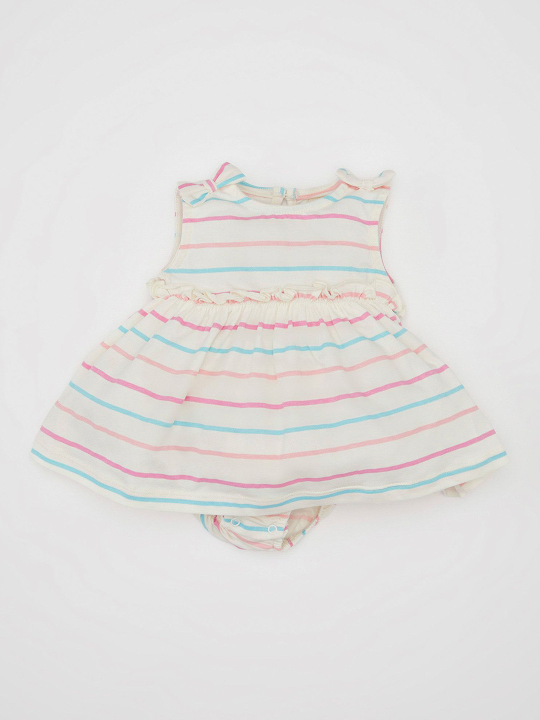 

DeFacto Infants Girls Striped Cotton Bodysuit, White