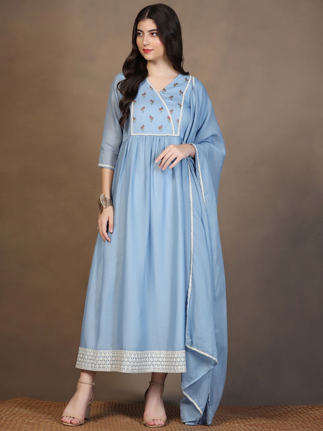 

BAESD Embroidered A-Line Maxi Ethnic Dresses, Blue