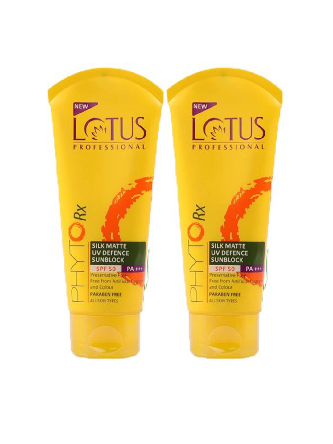 

Lotus Professional Set Of 2 PhytoRx Silk Matte Cream Sun Defence SPF 50 PA+++ - 75g Each, Yellow