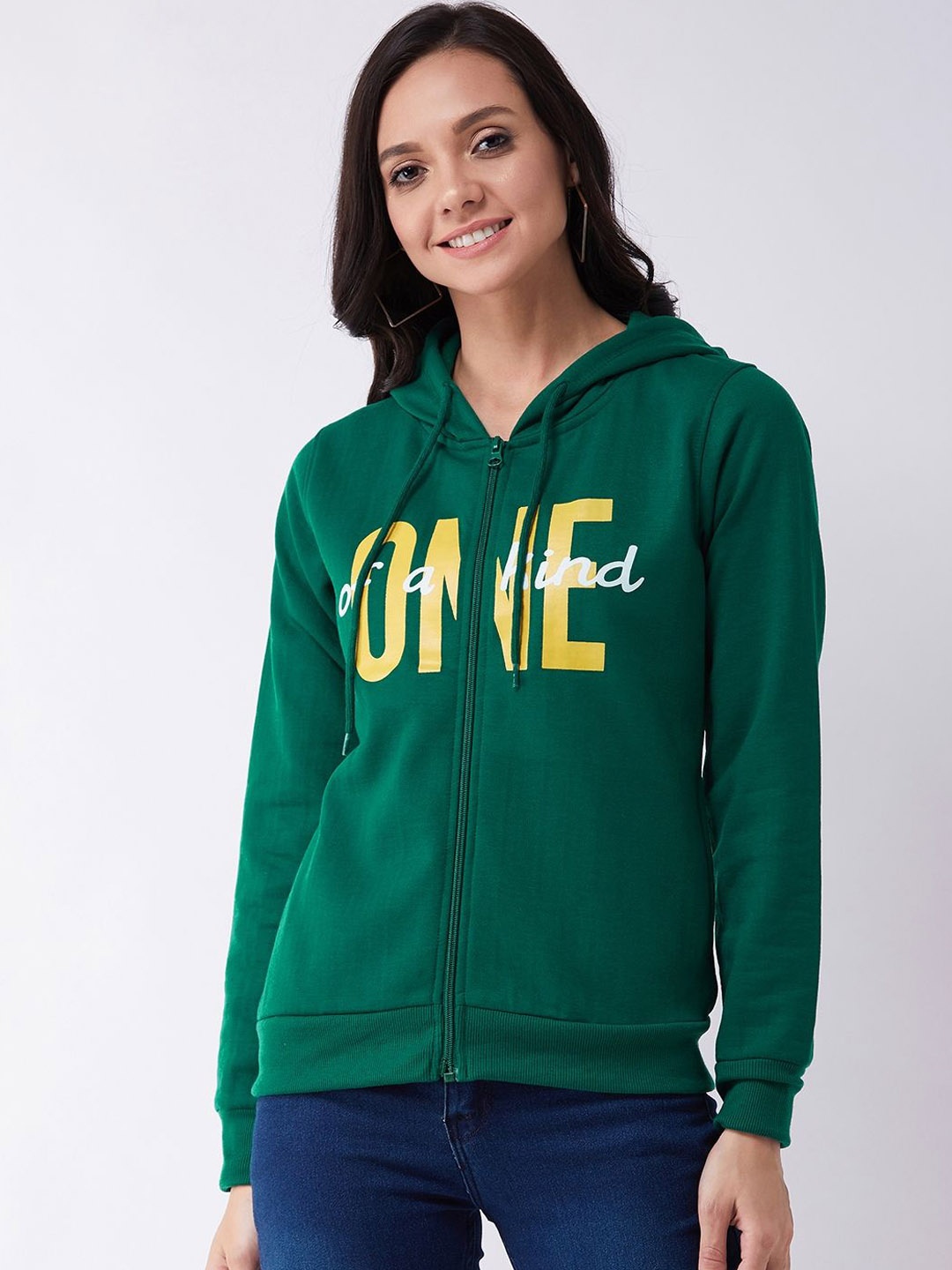 

PIVL Women Typography Printed Windcheater Hooded Jacket, Teal
