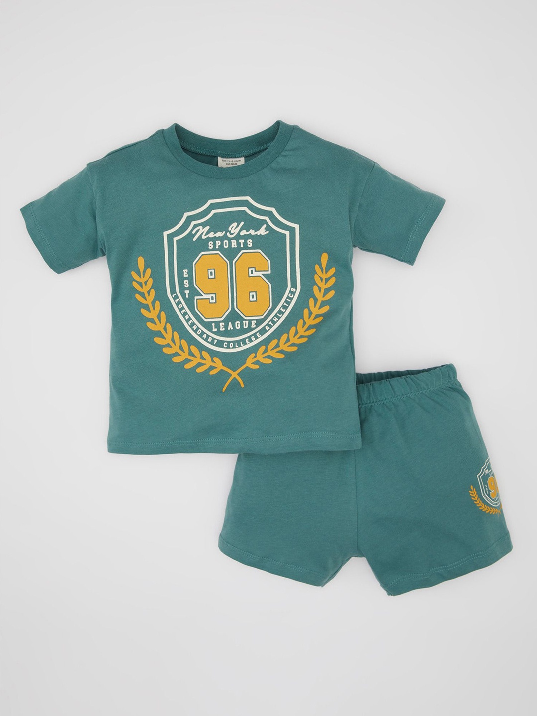 

DeFacto Boys Printed Pure Cotton T-shirt with Shorts, Green