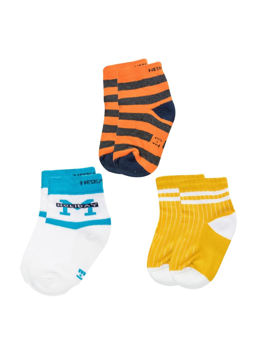 

BAESD Kids Patterned Ankle-Length Socks Pack Of 3, Orange