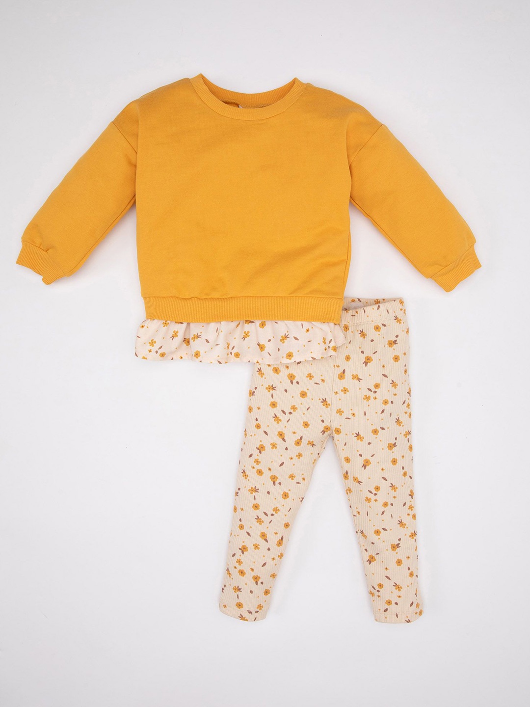 

DeFacto Girls Pure Cotton Top With Leggings, Orange