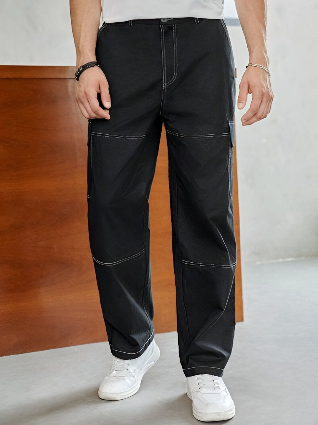 

Ben Martin Men Loose Boyfriend Fit High-Rise Stretchable Jeans, Black