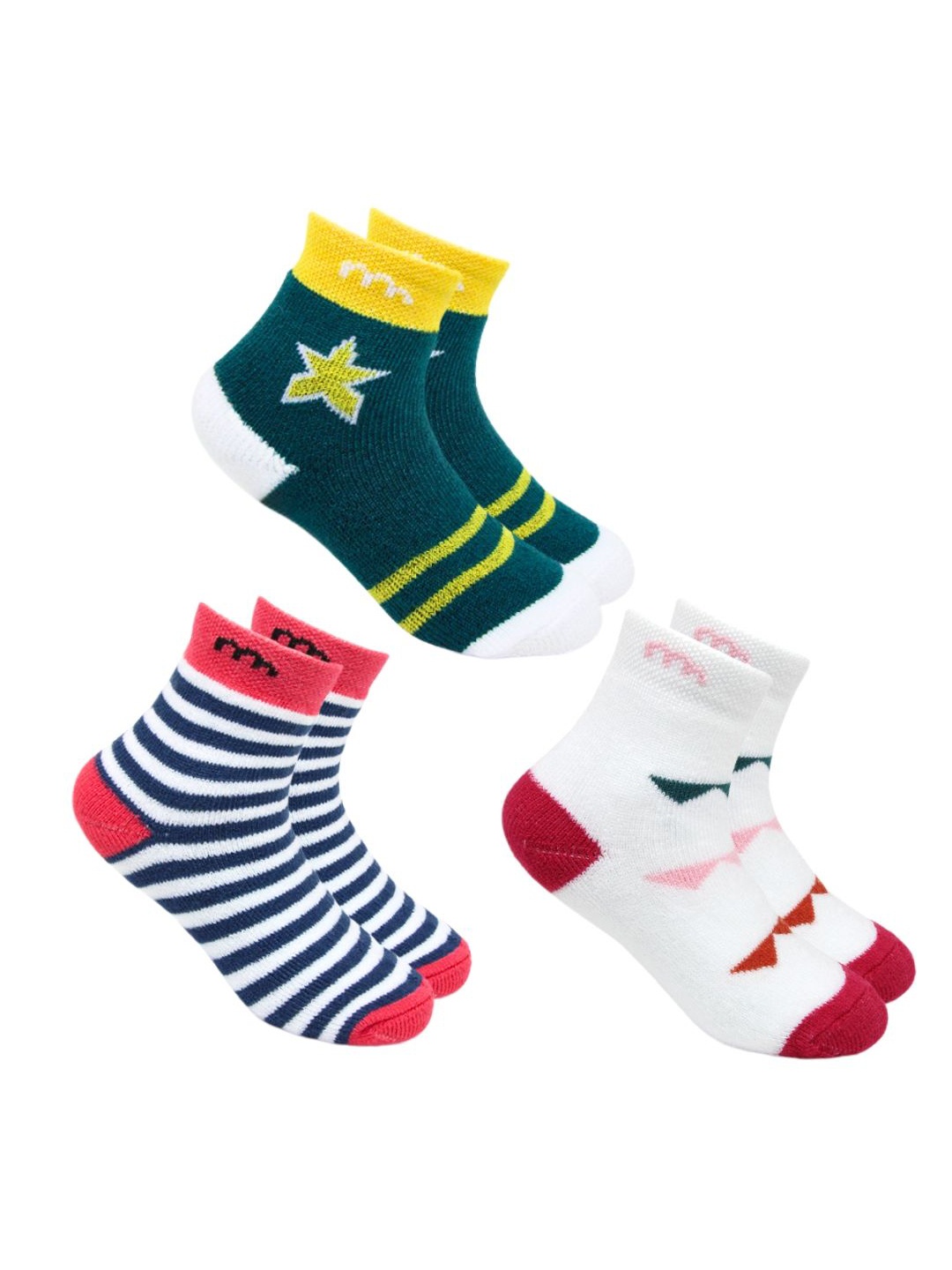

BAESD Infants Pack Of 3 Patterned Ankle Length Socks, Green