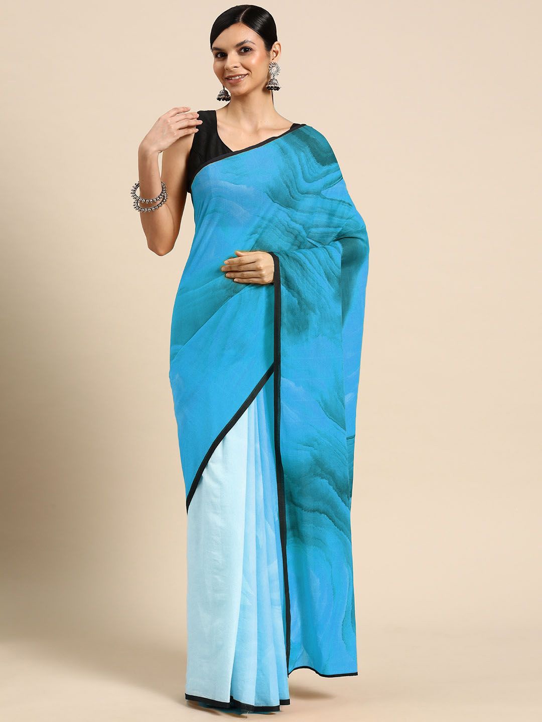 

BUTA BUTI Pure Cotton Saree, Blue