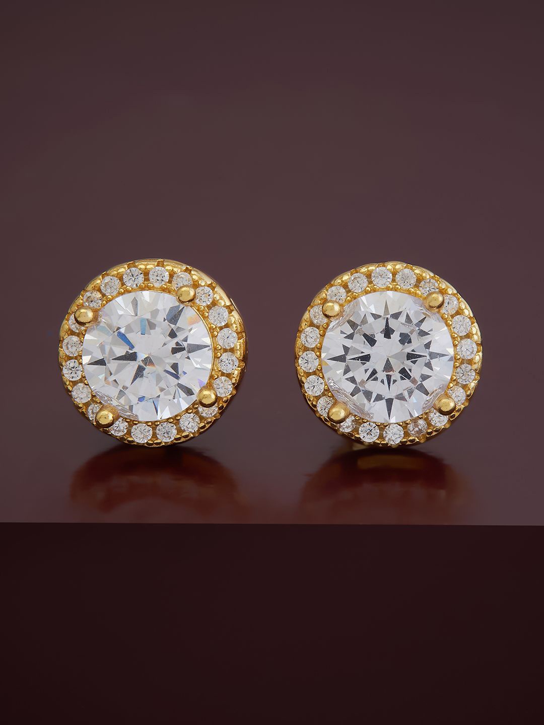

Kushal's Fashion Jewellery Sterling Silver Cubic Zirconia Gold-Plated Studs