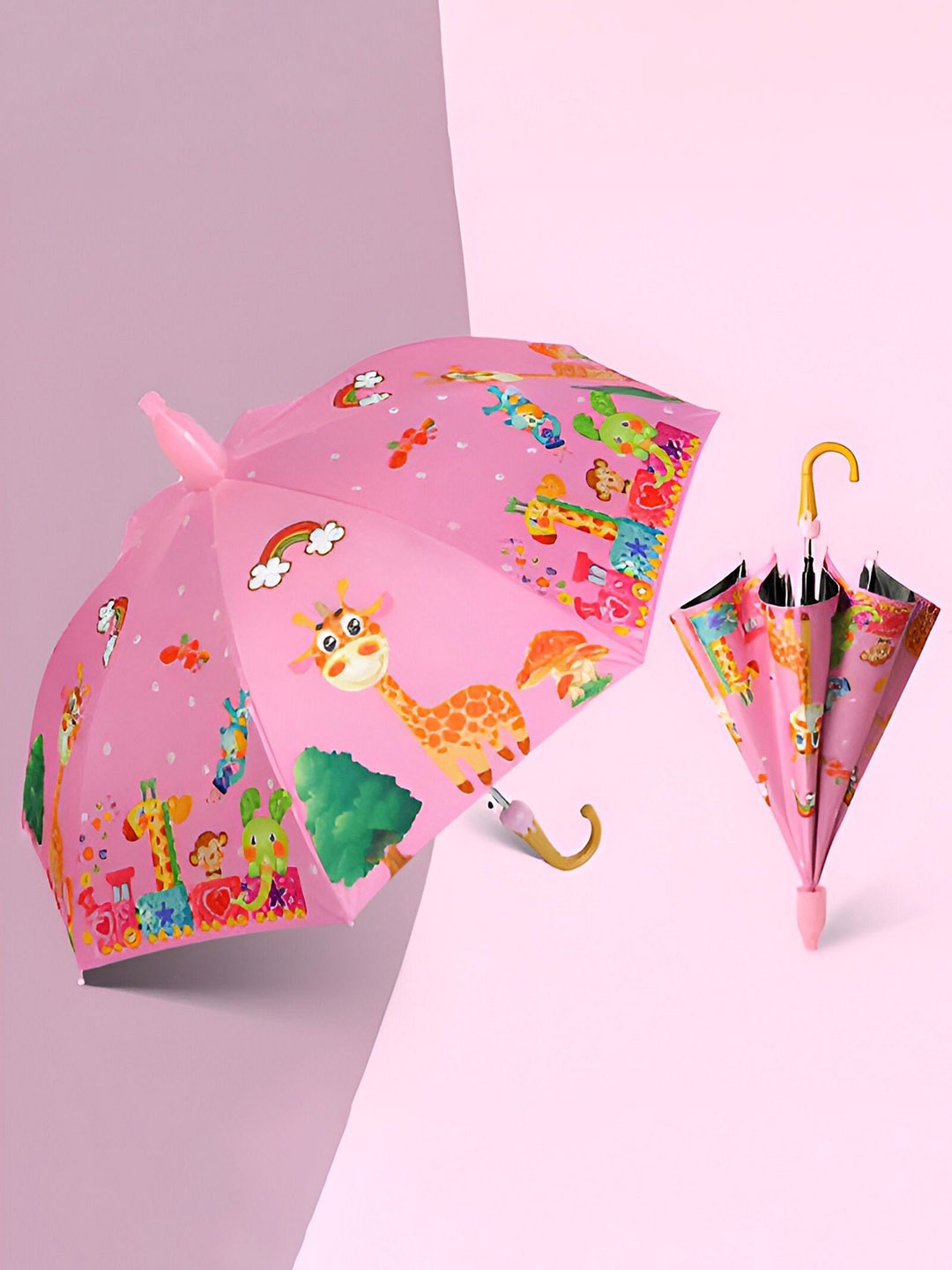 

lil PLANET Pink & Yellow Jungle Printed Manual 2 Fold Umbrellas
