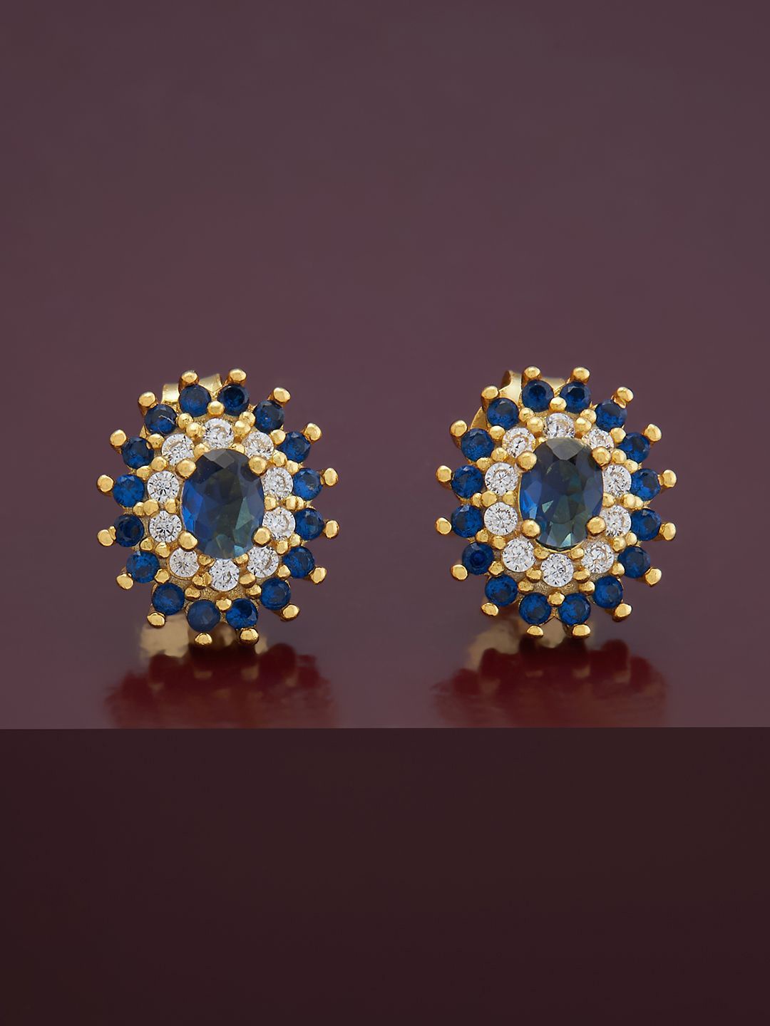 

Kushal's Fashion Jewellery 92.5 Pure Silver Gold-Plated Circular Cubic Zirconia Studs