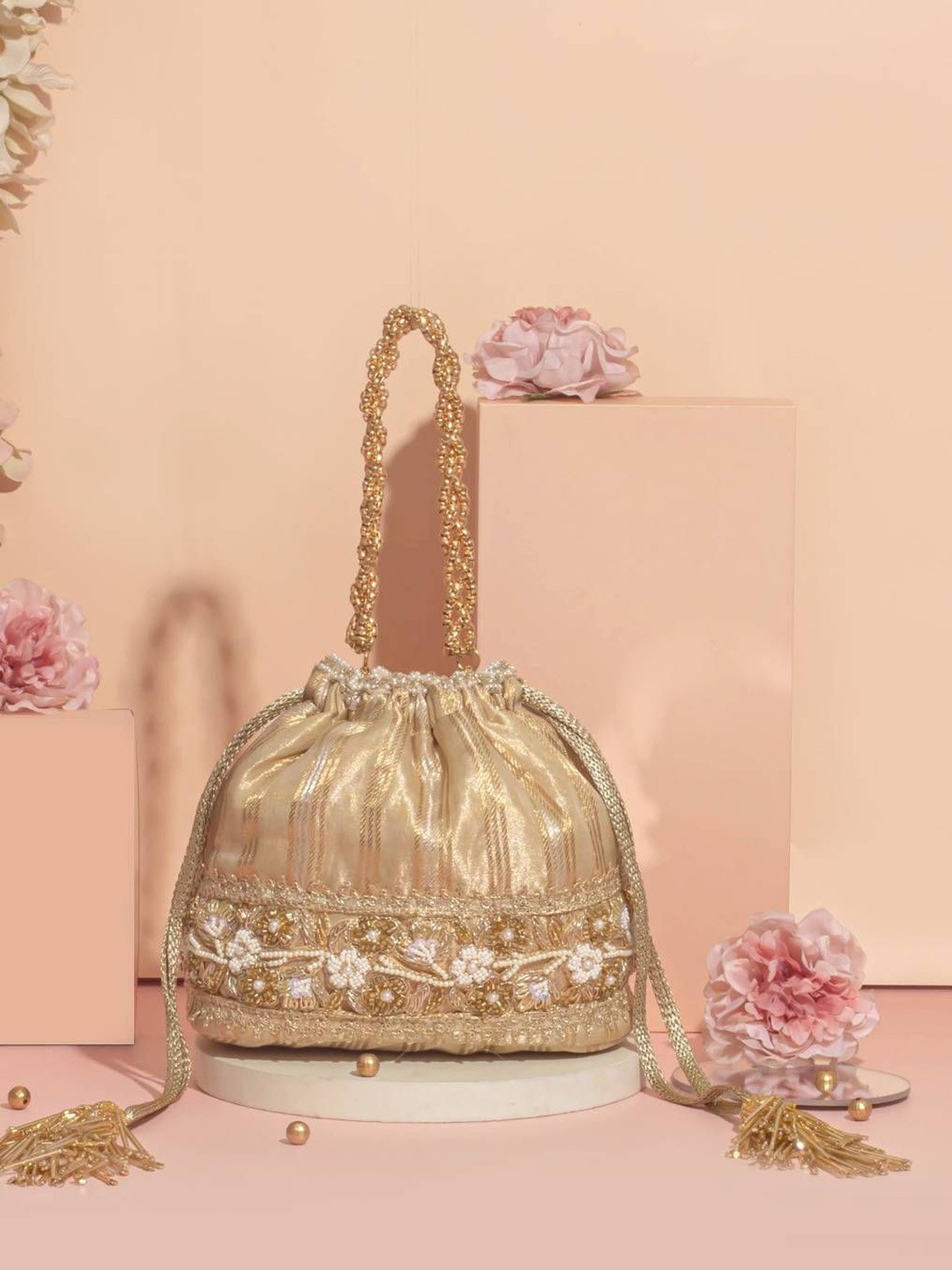 

AMYRA Embellished Shopper Handheld Bag, Gold