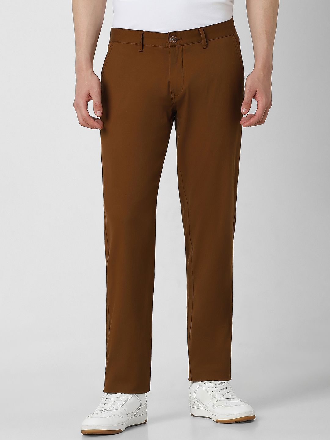 

Van Heusen Sport Men Solid Slim Fit Casual Trousers, Brown
