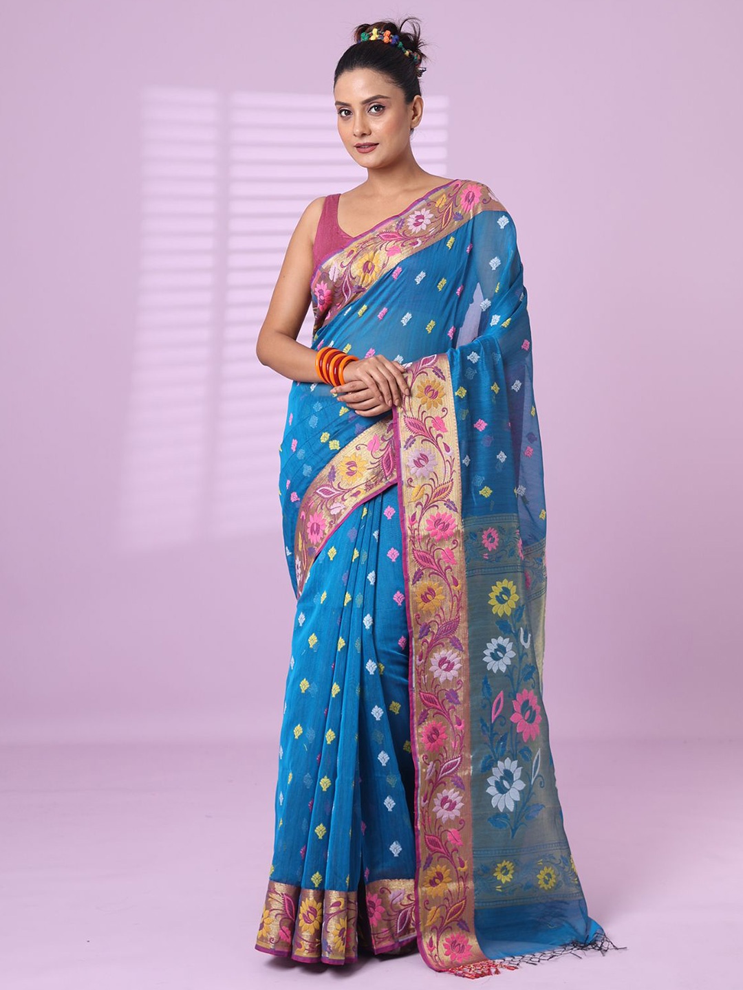 

Charukriti Woven Design Festive Saree With Zari, Blue