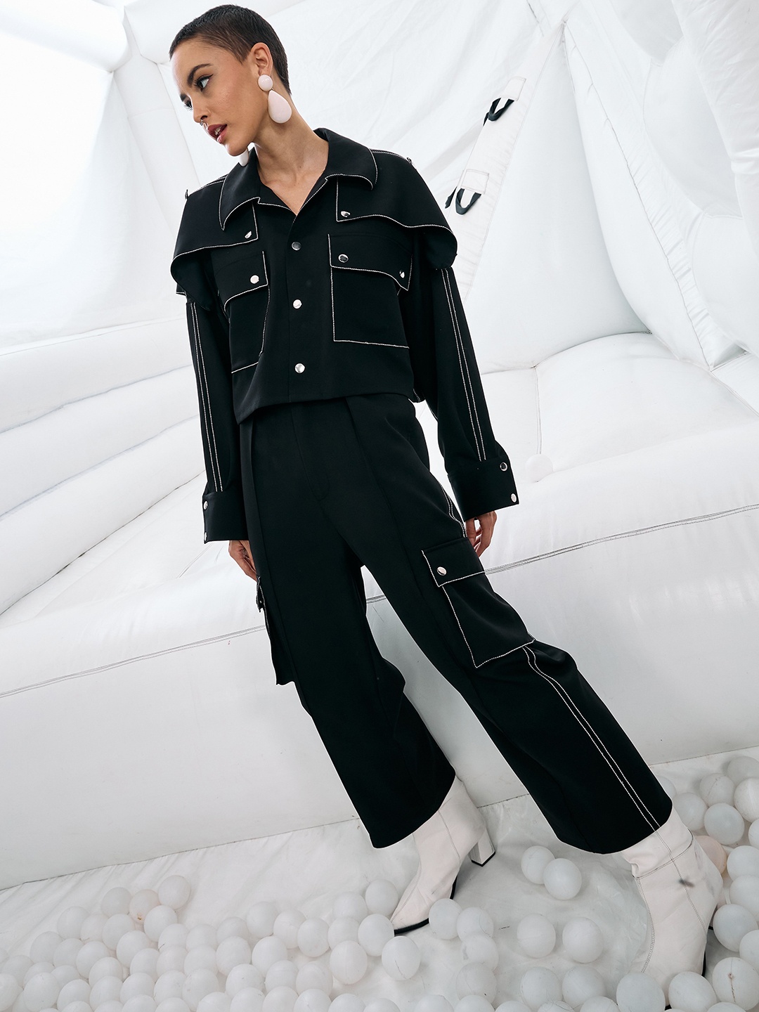 

ALMOST SANE Long Sleeves Jacket & Trousers, Black