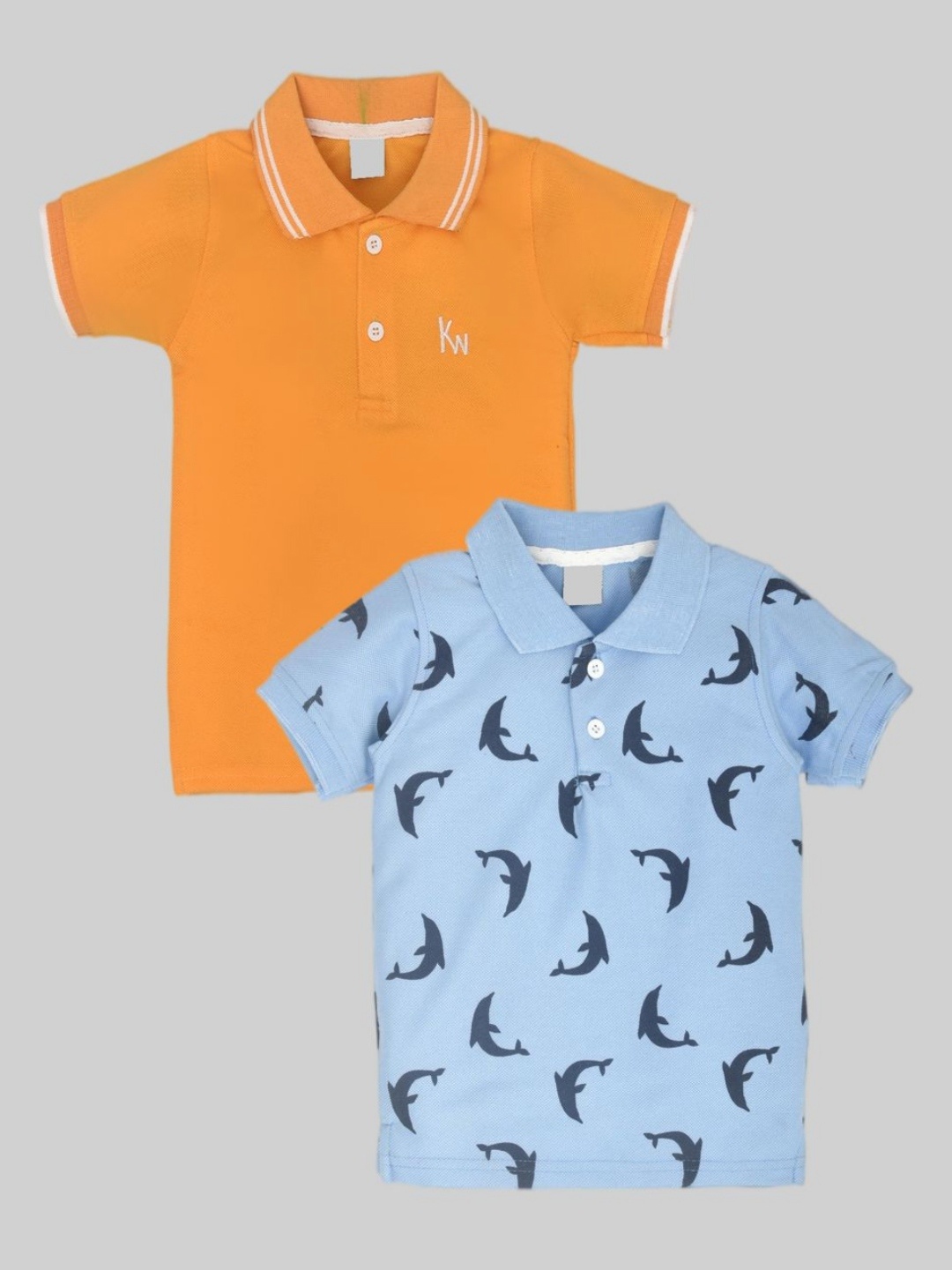 

BAESD Pack Of 2 Boys Conversational Printed Polo Collar Cotton T-shirts, Orange