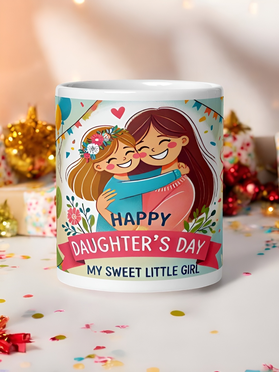 

bettergiftflowers Green & Pink Printed Ceramic Glossy Cups and Mugs