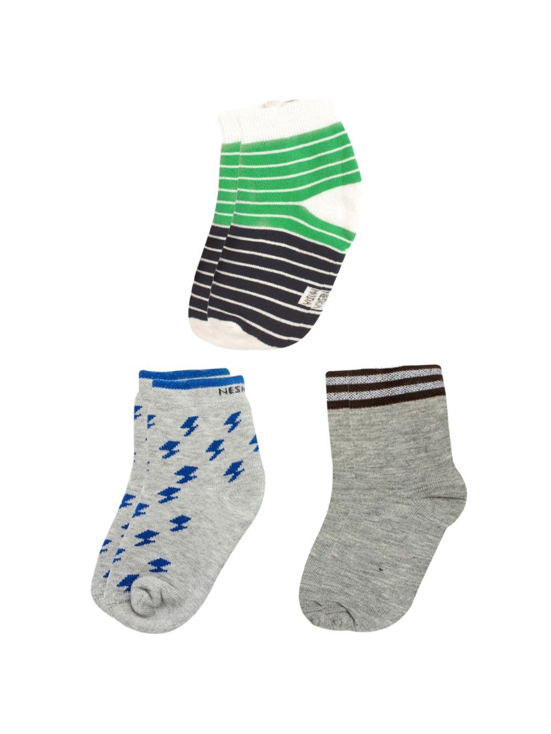 

BAESD Infants Pack Of 3 Patterned Cotton Ankle-Length Socks, Green
