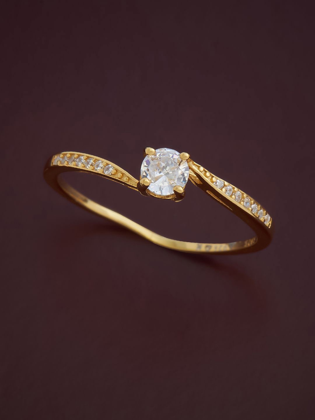 

Kushal's Fashion Jewellery 92.5 Pure Silver Gold-Plated Cubic Zirconia Finger Ring
